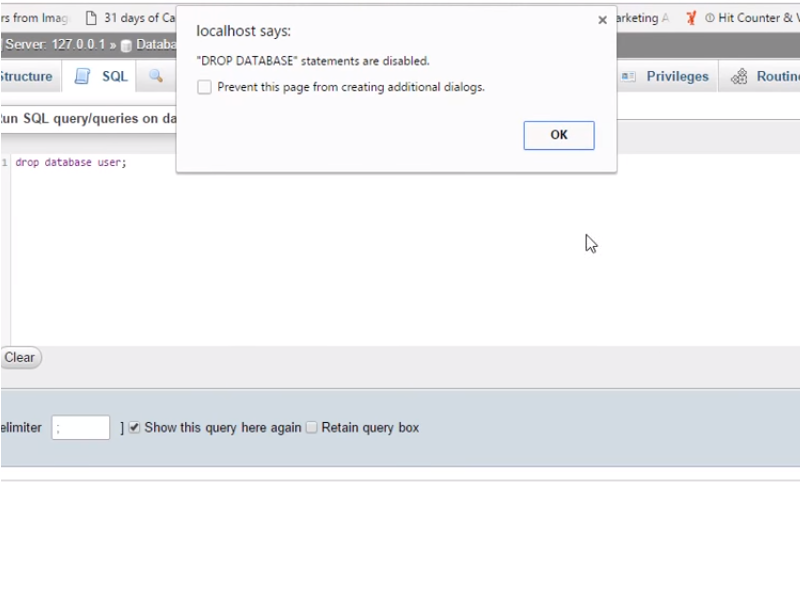 ERROR: [“DROP DATABASE” Statement Is Disabled] In PhpMyAdmin – Fixed